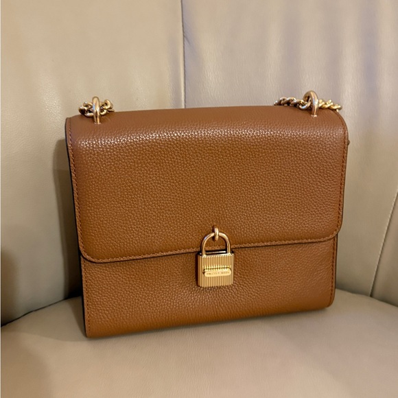 Michael Kors Gold chain Shoulder Mercer Bag Leather in Cognac Brown New - Picture 3 of 10